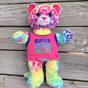 Build-a-bear Lisa frank leopard rainbow cat super star athlete pink tank shirt